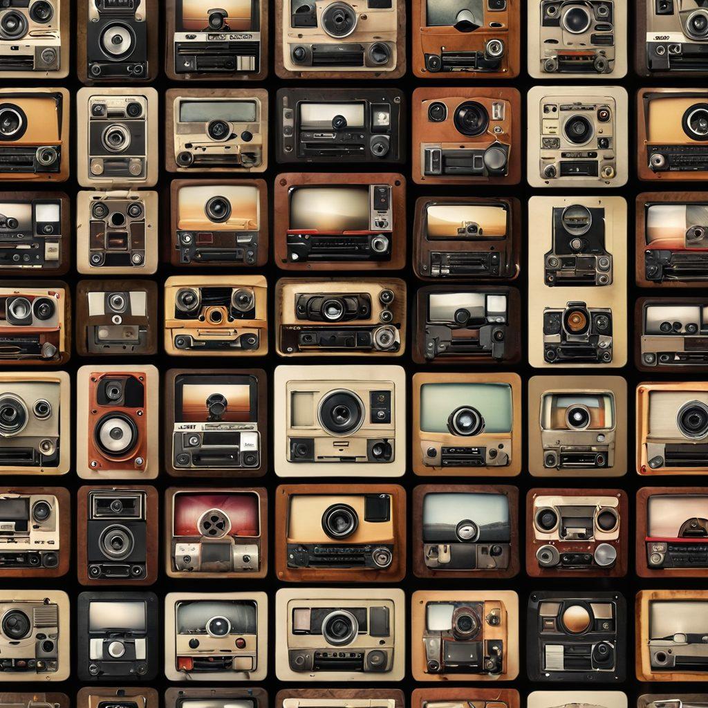 A visually striking collage depicting the evolution of adult content, featuring a vintage film reel transitioning into modern digital screens showcasing sensual videos. Include icons like a classic projector, a smartphone, and intimate scenes in soft focus that celebrate authenticity. The background should blend elements of nostalgia with modernity, using a palette of warm and inviting colors. 3D elements to represent depth and perspective. vibrant colors. cinematic style.